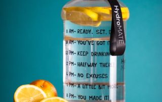Water bottle with motivational text